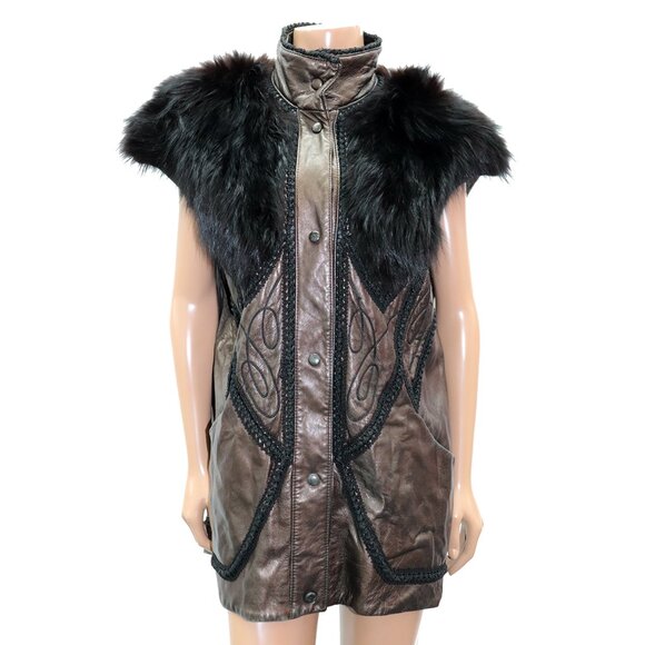 RARE 80s NORMA Canada Detachable FUR Leather Coat OS - Picture 3 of 7